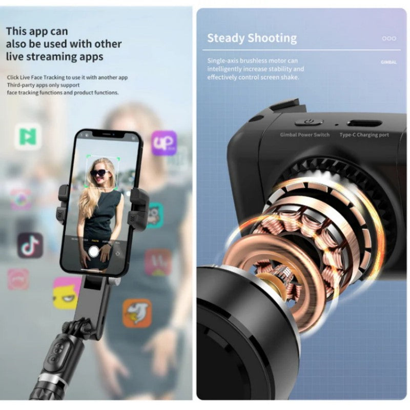 360° Roterende 3-akset sammenleggbart gimbal-stabilisator for smarttelefoner