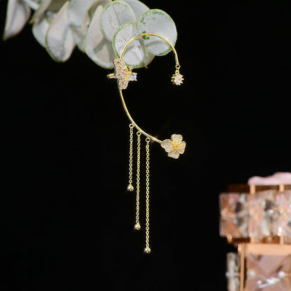 Elegante øreringer med sommerfuglblomst og dusker