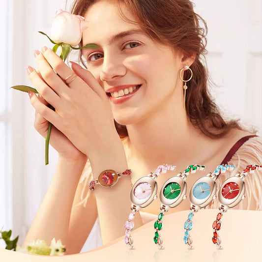 ✨2025 Nytt design🎀⌚ Farget sirkonarmbåndsklokke for kvinner